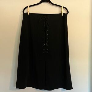 Who What Wear Black Midi Skirt with Lace-Up Detail Whimsigoth Classic